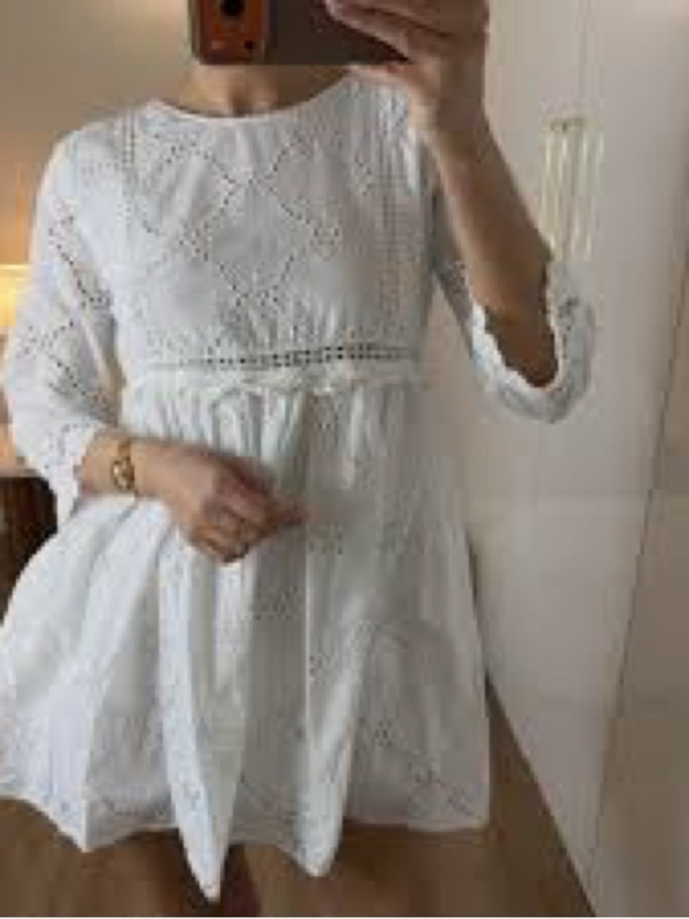 Zara White Eyelet Top with Broderie Accents